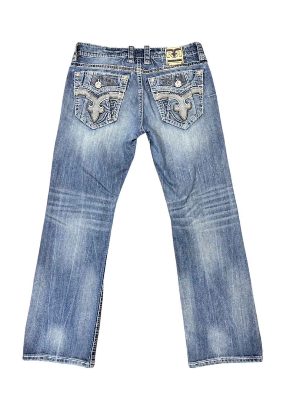 Rock Revival Manny Bootcut Distressed Jeans Size 36 Men’s Medium Wash